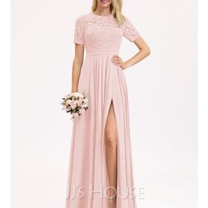 NWT A-Line Scoop Neck Floor-Length Chiffon Lace